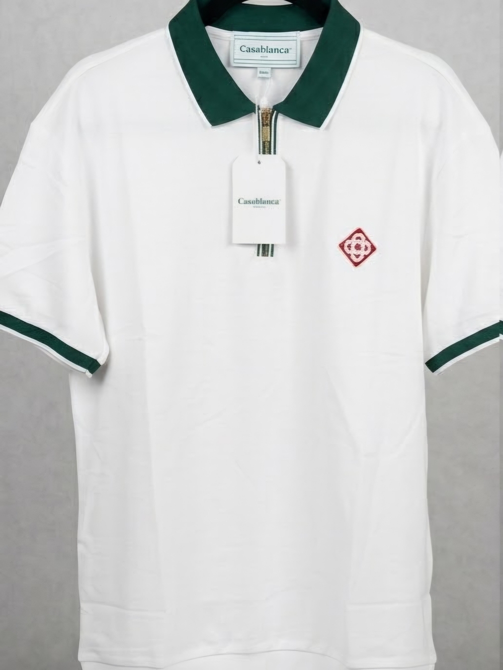 Casablanca White Polo with Dark Green Trim